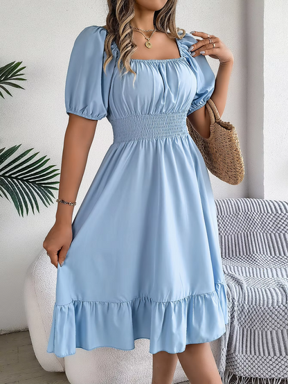 Riley™ - Vestido de Lino con Manga Corta y Escote en V Estiloso