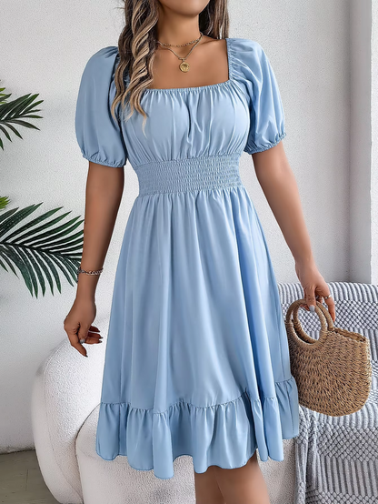 Riley™ - Vestido de Lino con Manga Corta y Escote en V Estiloso