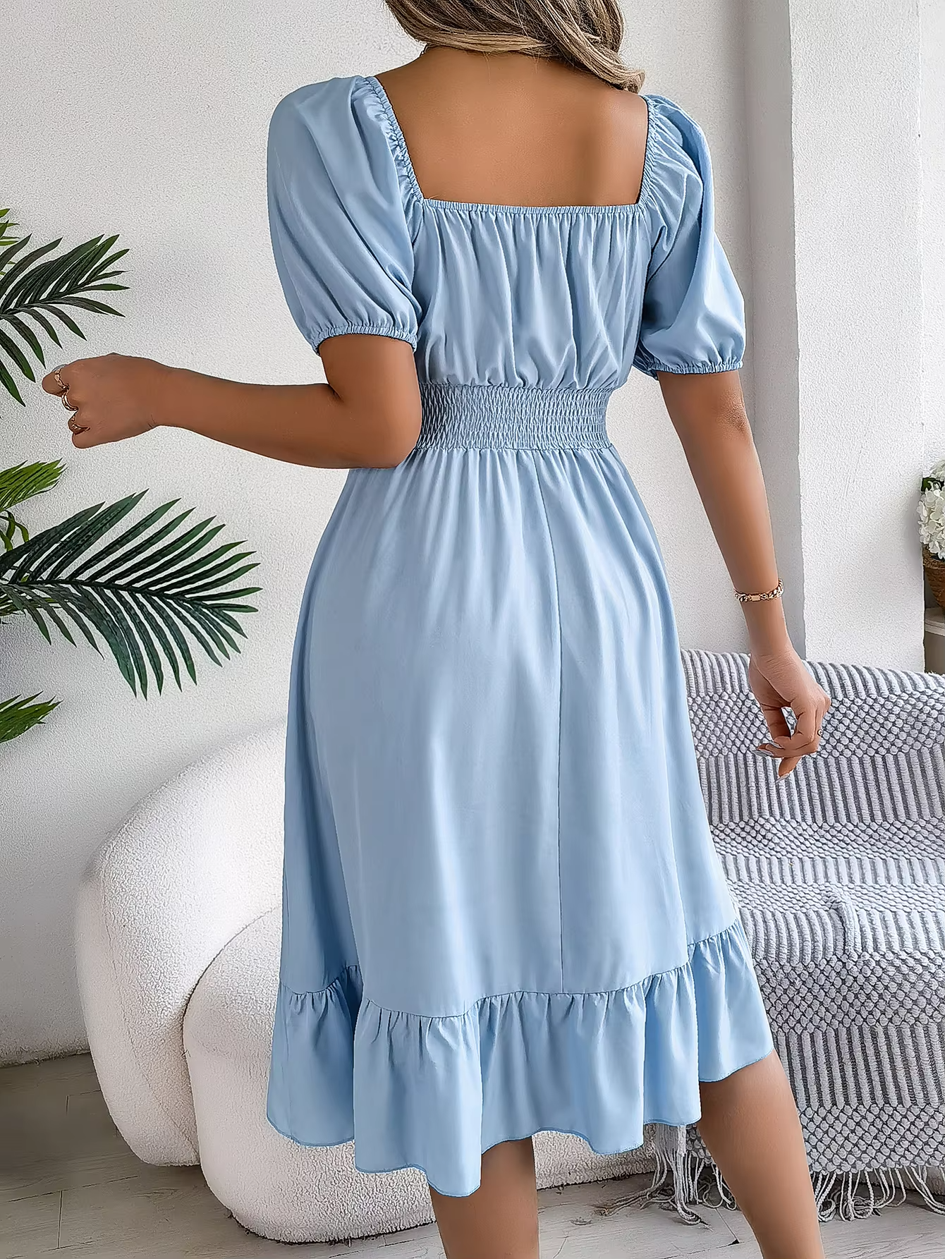 Riley™ - Vestido de Lino con Manga Corta y Escote en V Estiloso