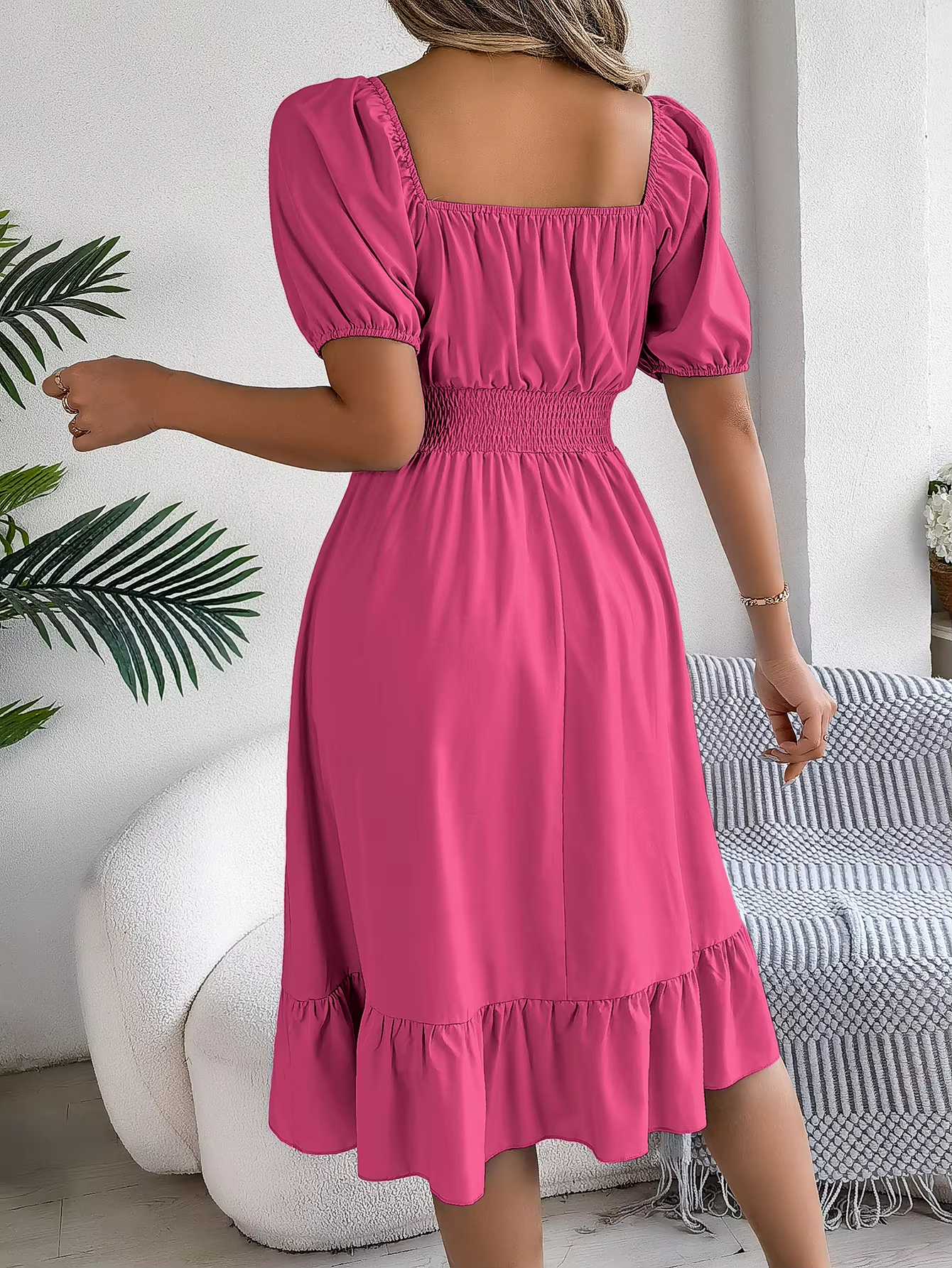 Riley™ - Vestido de lino con cuello en V y mangas cortas elegante