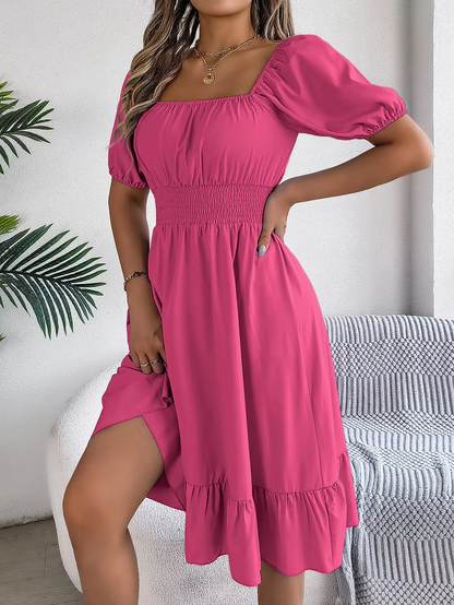 Riley™ - Vestido de Lino con Manga Corta y Escote en V Estiloso