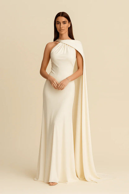 VESTIDO LARGO SATINADO DE GALA