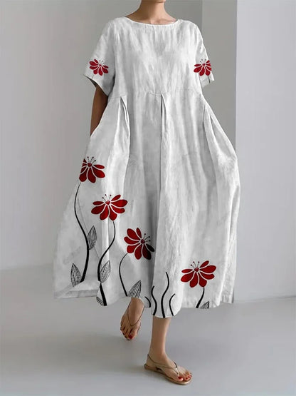 Zinnia - Vestido de impresión botánica inspirado en la naturaleza y relajado