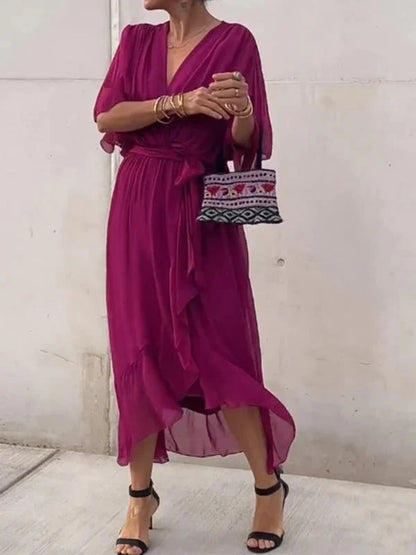 Monica | Vestido de muselina de seda con escote en V
