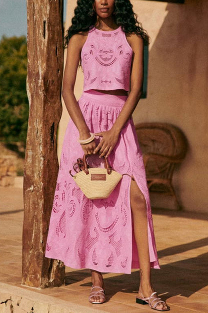 Romy | Conjunto en Encaje Rosa Moise