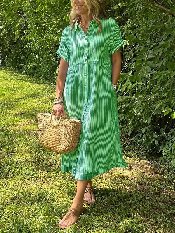 CLAIRE – VESTIDO CAMISERO A RAYAS SIN ESFUERZO