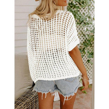 Danae - Top de punto de ganchillo casual con huecos
