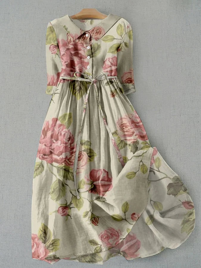 Marley - Vestido Floral de Encaje Vintage con Cintura Ajustable