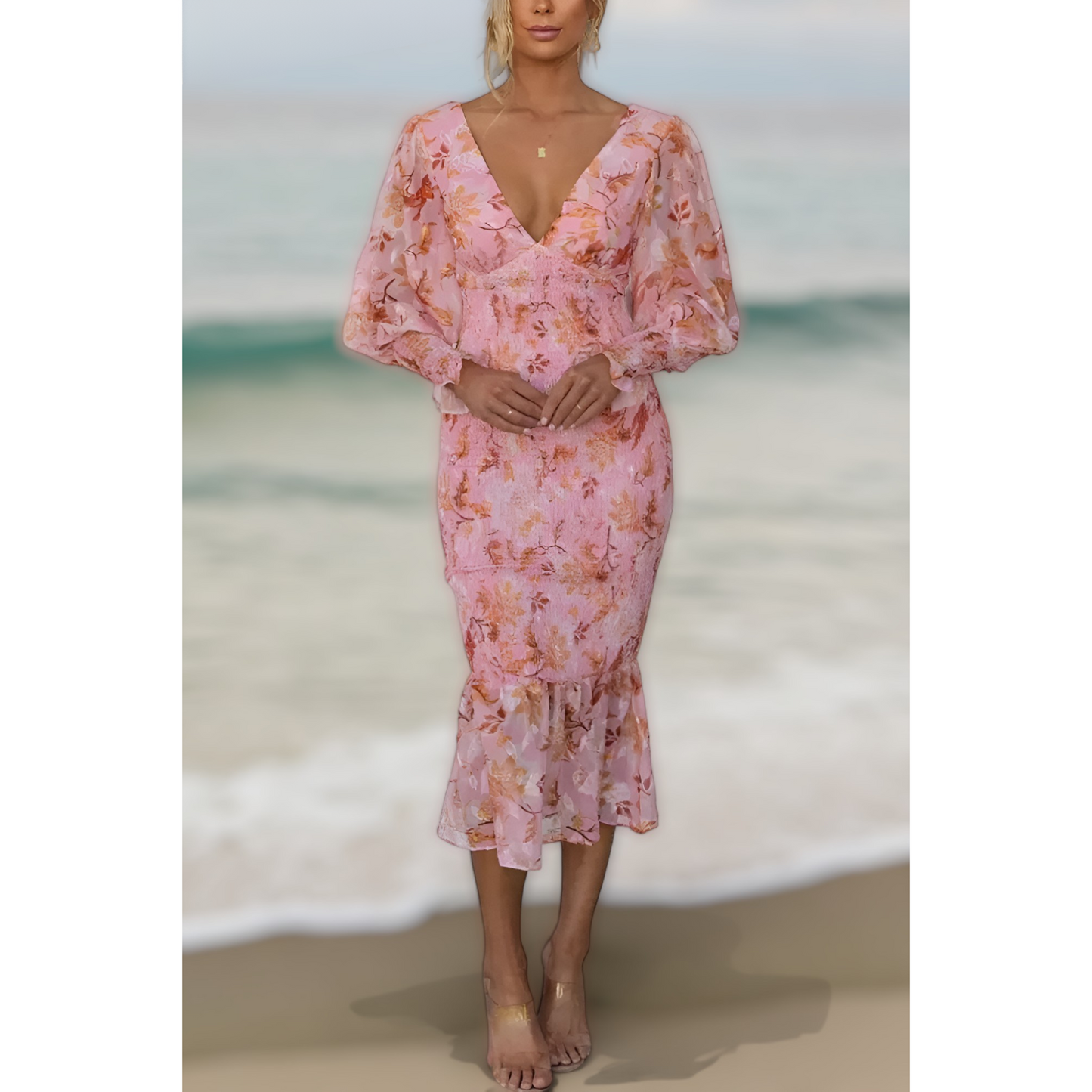 Isla - Vestido Midi con Volantes Florales