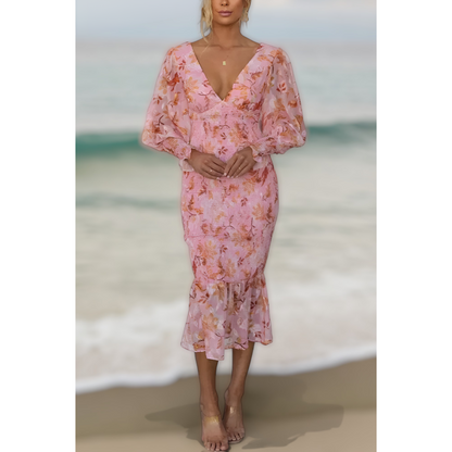 Isla - Vestido Midi con Volantes Florales
