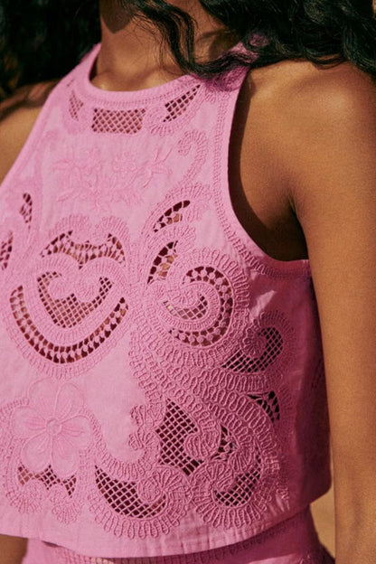 Romy | Conjunto en Encaje Rosa Moise
