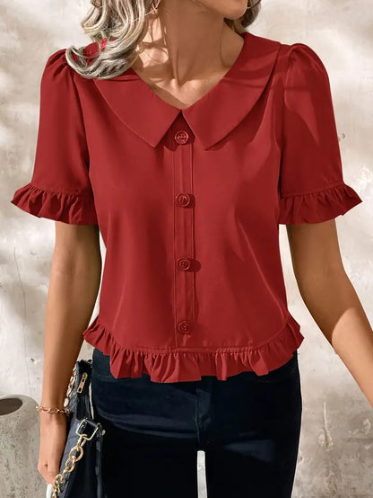 Foteini - Blusa Elegante de Manga Corta
