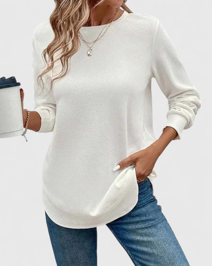 Nadyalyn | Elegante Manga Larga Cuello Redondo