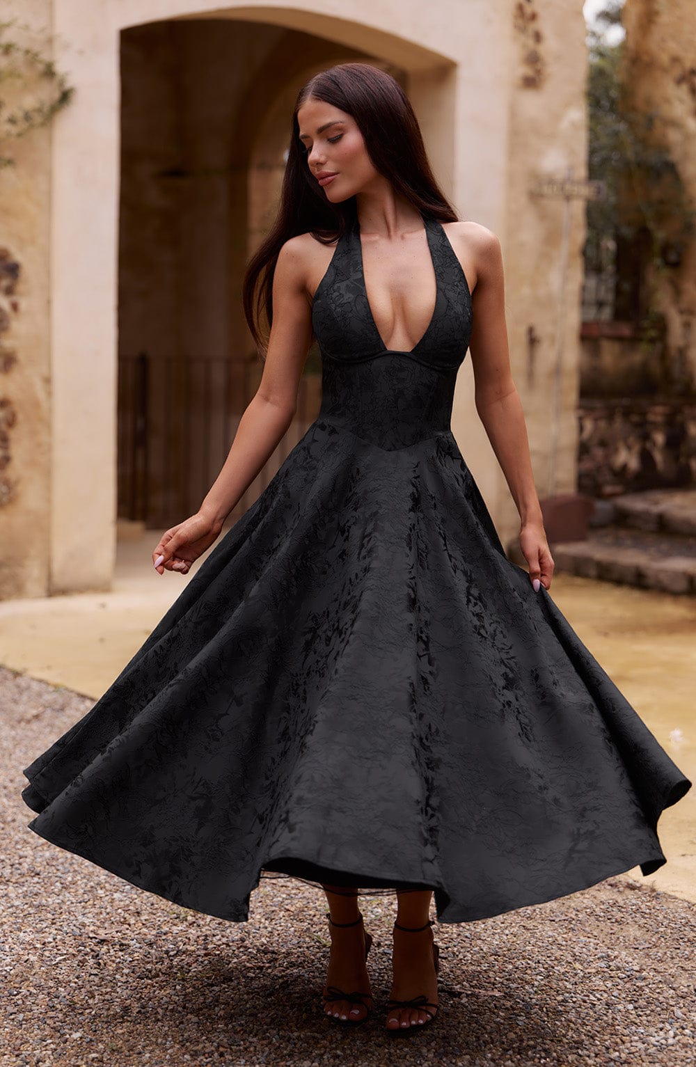 Eulalie - Vestido de Espalda Descubierta con Escote en V Chic