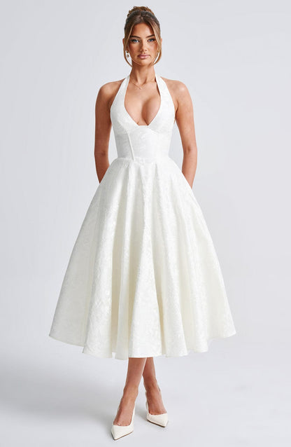Eulalie - Vestido de Espalda Descubierta con Escote en V Chic