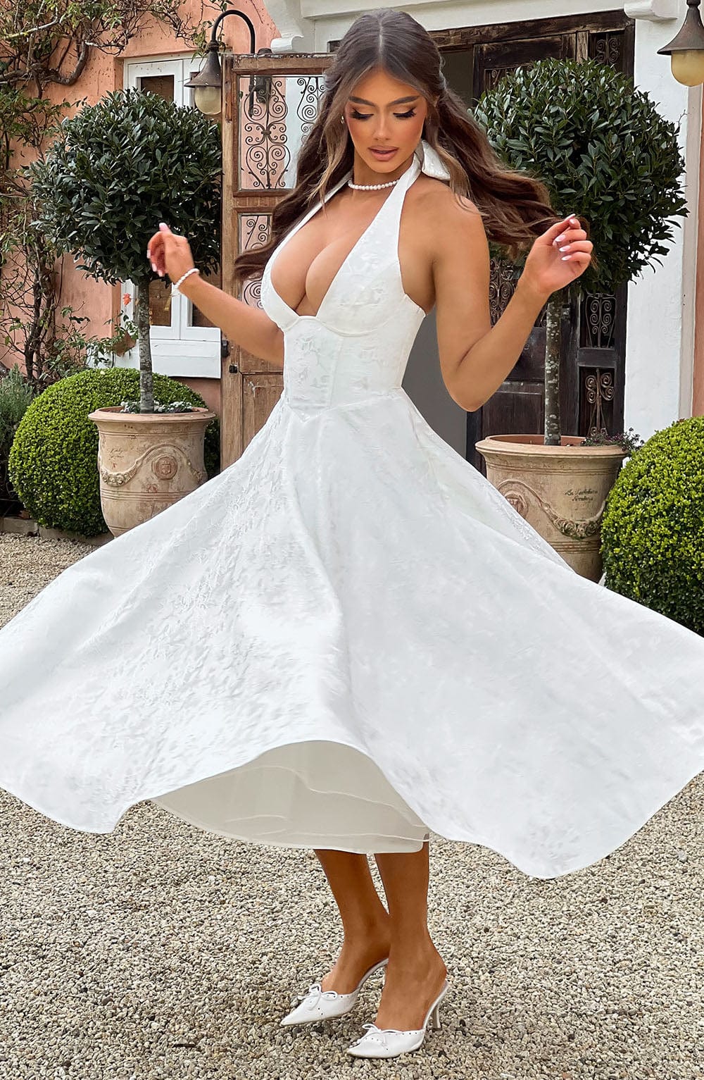 Eulalie - Vestido de Espalda Descubierta con Escote en V Chic