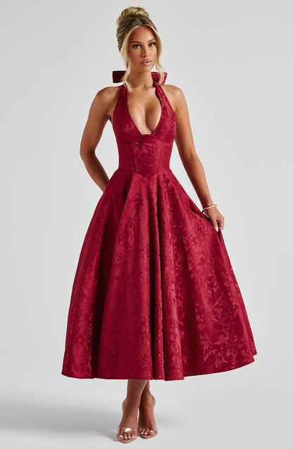 Eulalie - Vestido de Espalda Descubierta con Escote en V Chic