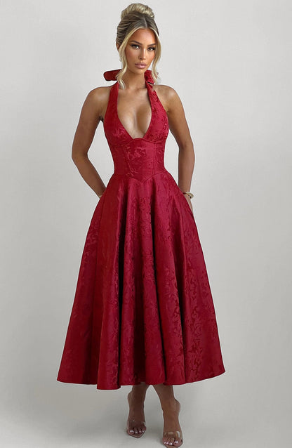 Eulalie - Vestido de Espalda Descubierta con Escote en V Chic