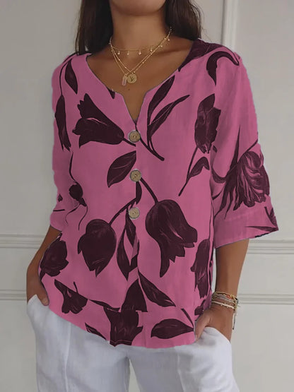 Sanne™ | Blusa Floral de Botones