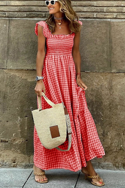 Lily™ - Vestido Maxi a Cuadros con Estilo
