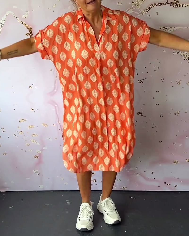 ELEANORA – VESTIDO CAMISERO IMPRESO CON SOLAPA SUELTA