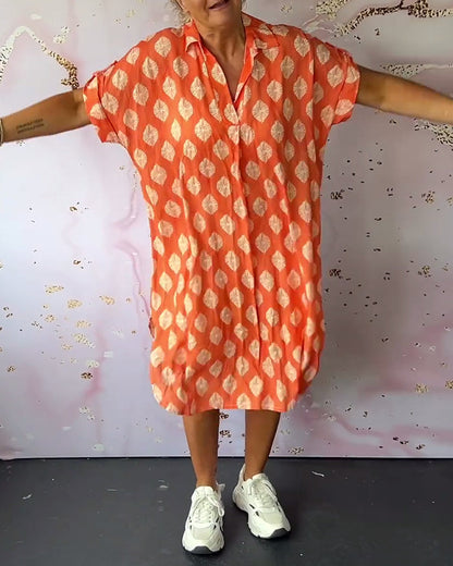ELEANORA – VESTIDO CAMISERO IMPRESO CON SOLAPA SUELTA