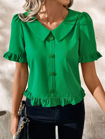 Foteini - Blusa Elegante de Manga Corta