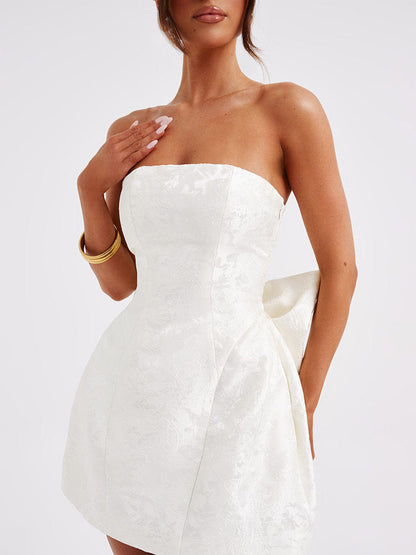 Vestido Mini Jacquard con Nudo Amelia