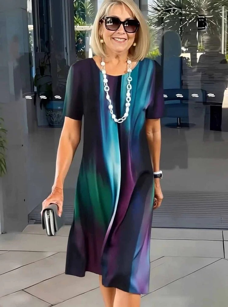 Rosara - Vestido Medio Suelto Impreso y Cómodo