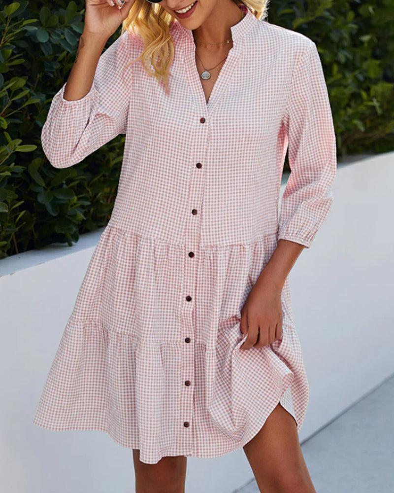 Lily | Vestido de Flare con Botones de Cuadros