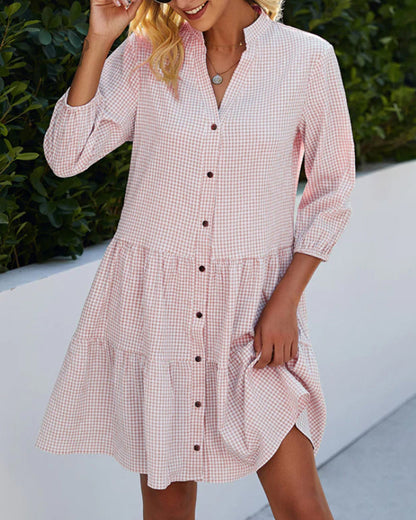 Lily | Vestido de Flare con Botones de Cuadros