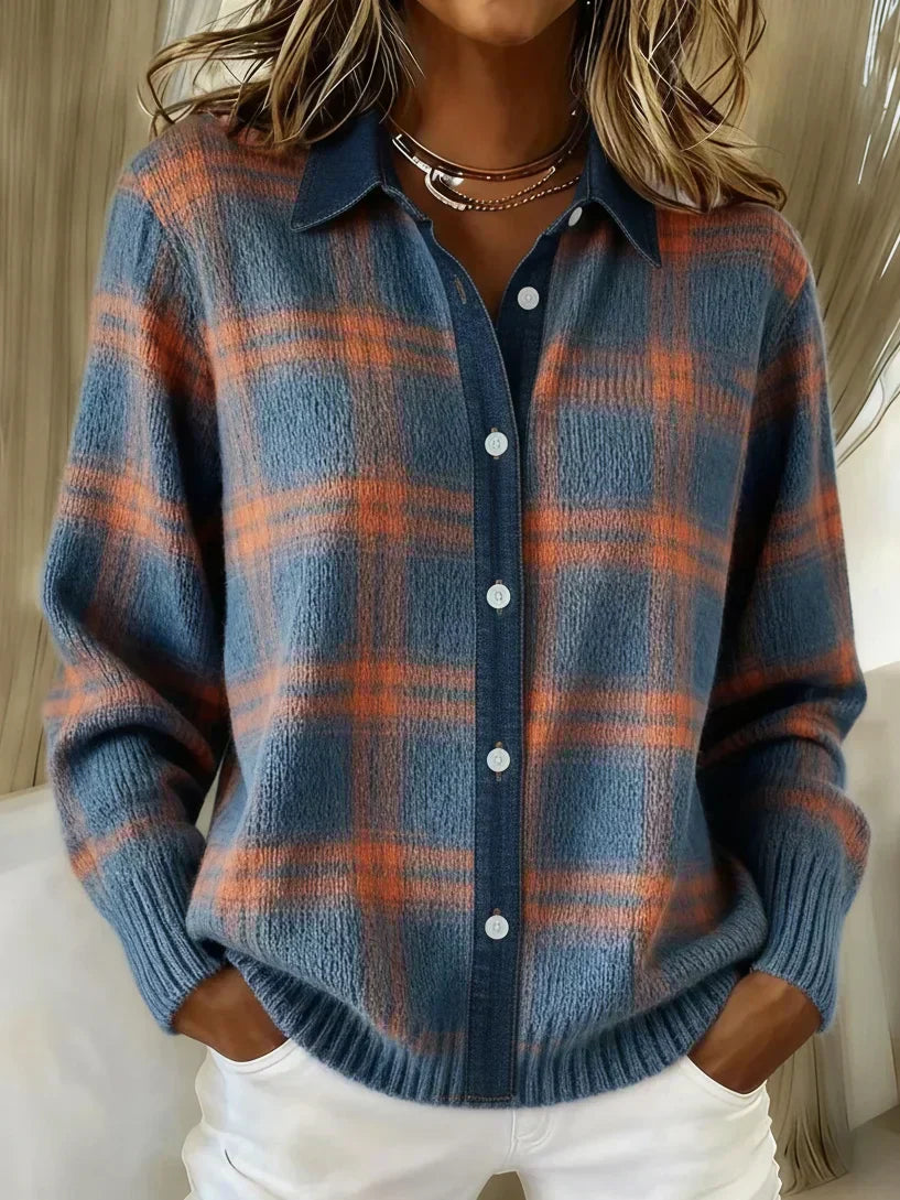 GISÈLE – CAMISA DE PUNTO A CUADROS SUAVES