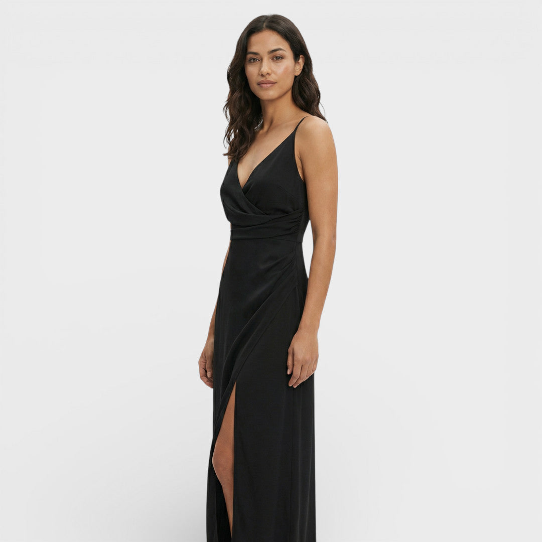Vestido Maxi Cruzado Con Abertura