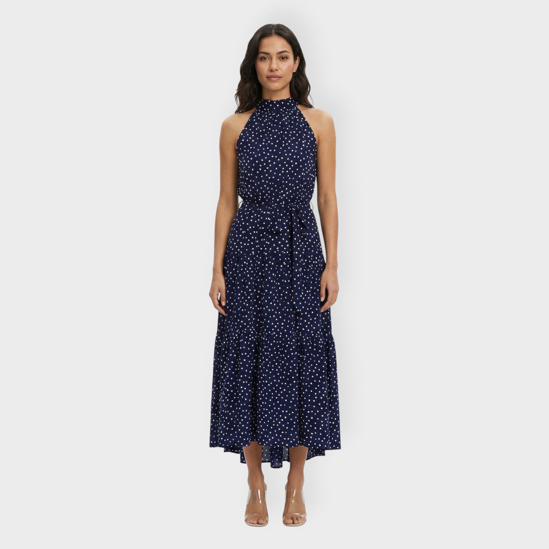 Vestido Midi Mujer Lunares Lazo
