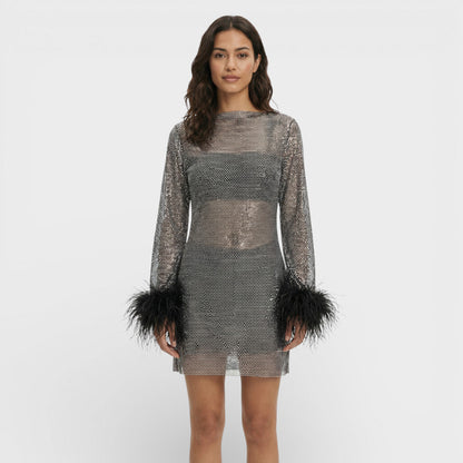 Vestido Mini Fiesta Plumas Mujer