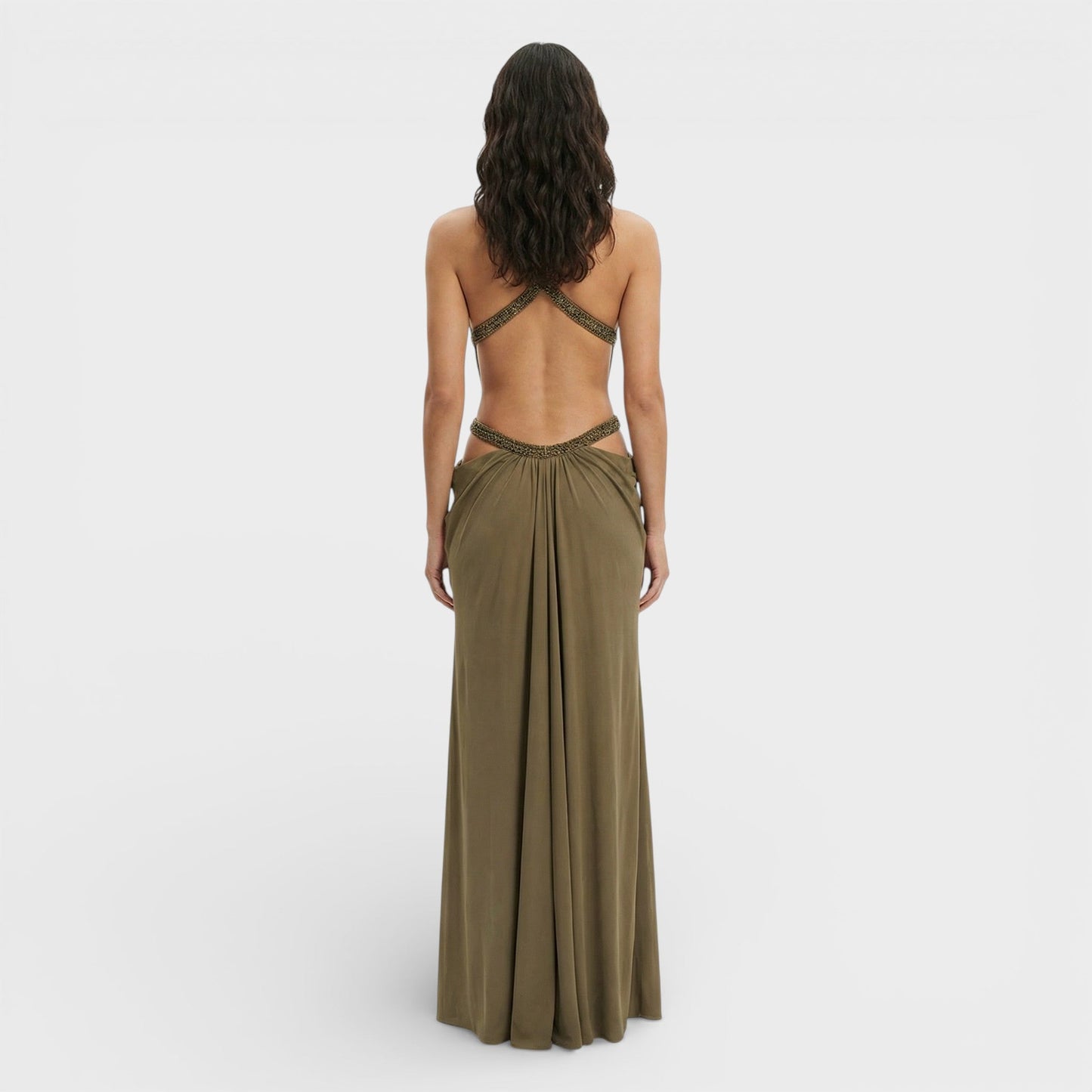 Vestido Largo Halter Lentejuelas Mujer
