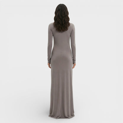 Vestido Largo Fruncido Elegante Mujer