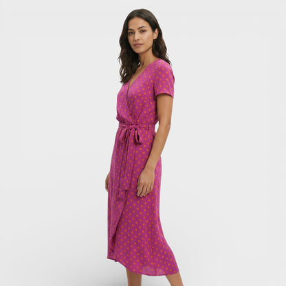 Vestido Midi Cruzado Floral Mujer