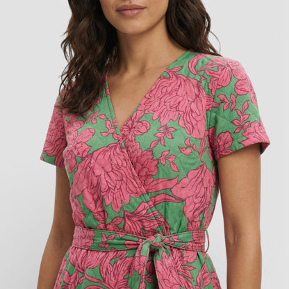 Vestido Midi Cruzado Floral Mujer