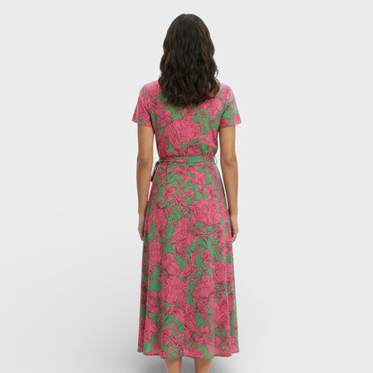 Vestido Midi Cruzado Floral Mujer