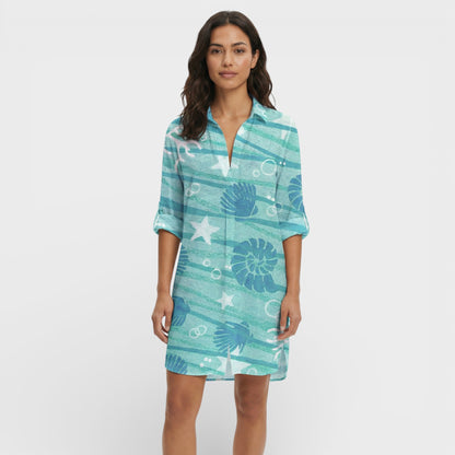 Vestido Camisero Largo Mujer Botones
