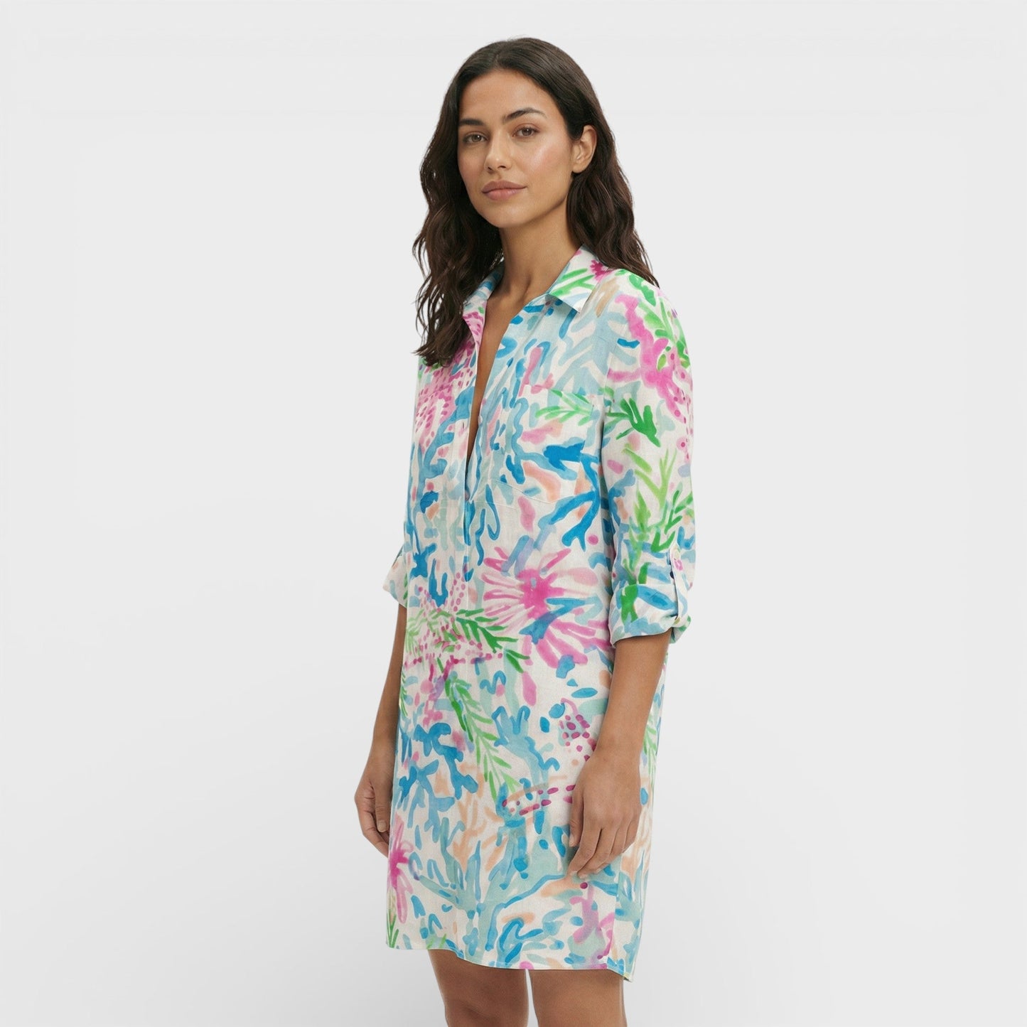 Vestido Camisero Largo Mujer Botones