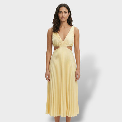 Vestido Midi Plisado Elegante Mujer