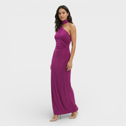 Vestido Maxi Halter Espalda Descubierta