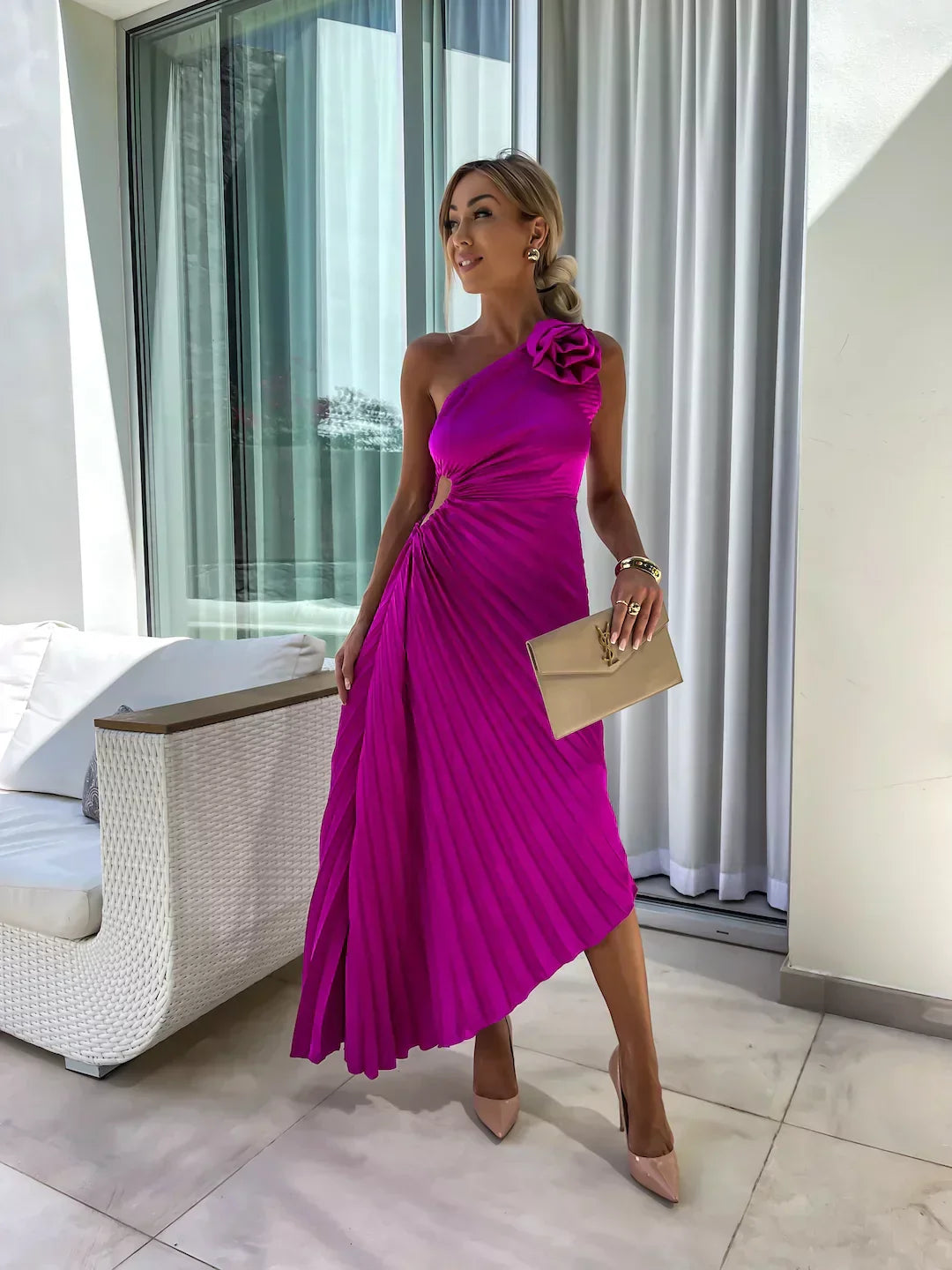 Lizbeth - Vestido Maxi de Flores con Hombro Descubierto