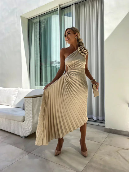 Lizbeth - Vestido Maxi de Flores con Hombro Descubierto