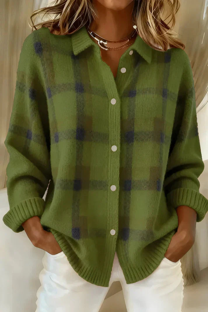 GISÈLE – CAMISA DE PUNTO A CUADROS SUAVES