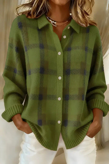 GISÈLE – CAMISA DE PUNTO A CUADROS SUAVES