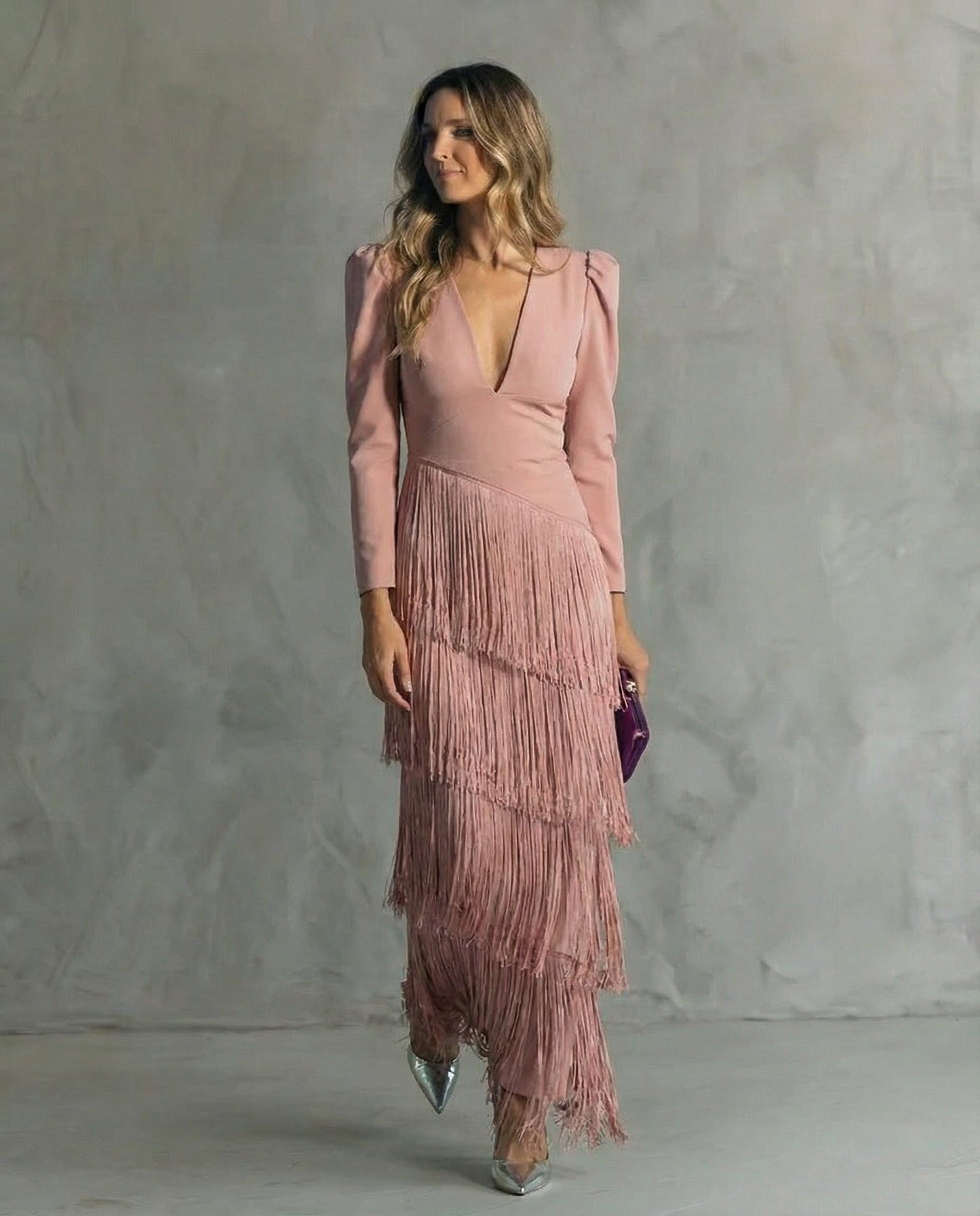 Elara™ | Elegante vestido midi con mangas de flecos
