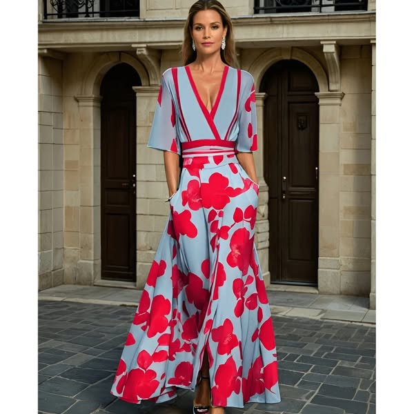 Evie - Vestido Elegante con Patrón de Flores